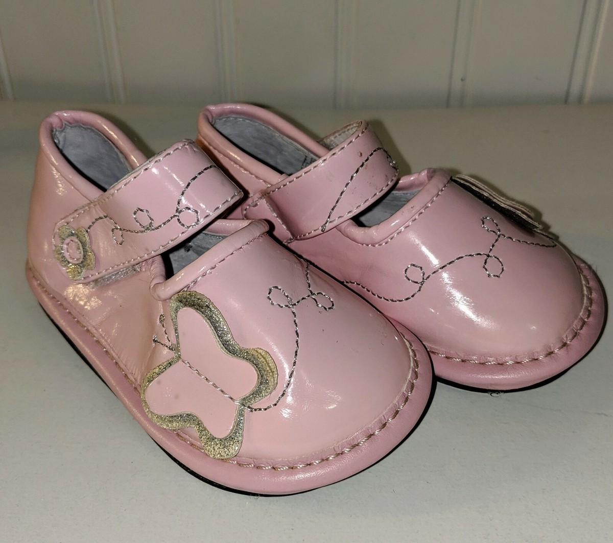 Infant Girls Jack And Lily Pink Butterfly Leather Mary Jane Shoes - Main Image