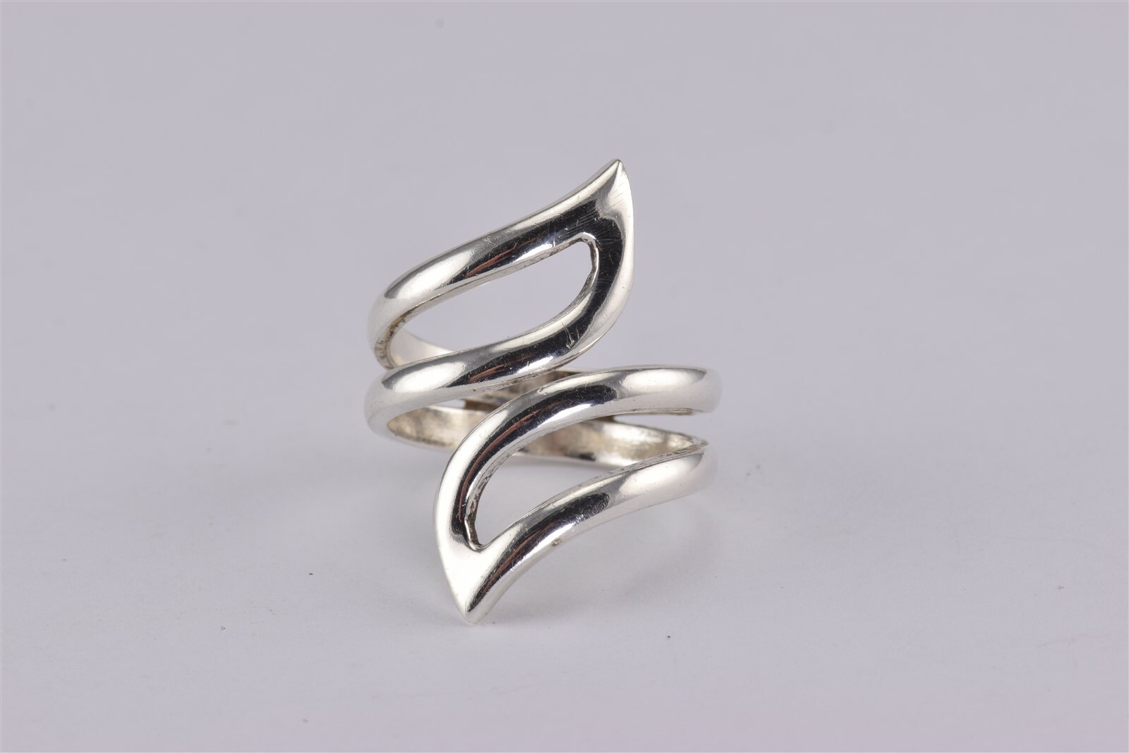 Sterling Silver Solid 29mm Swirled Open Work Bypa… - image 1