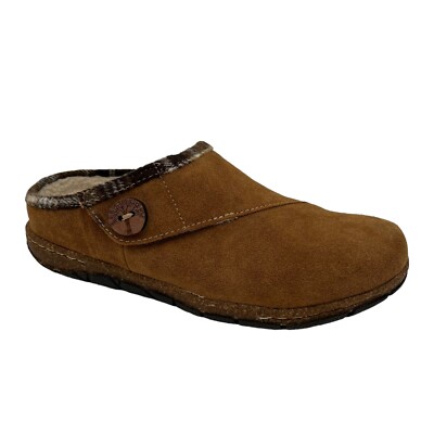 Earth Origins Womens Faux Fur Lined Slipper Size Wide Brown Arch Support  Shoes