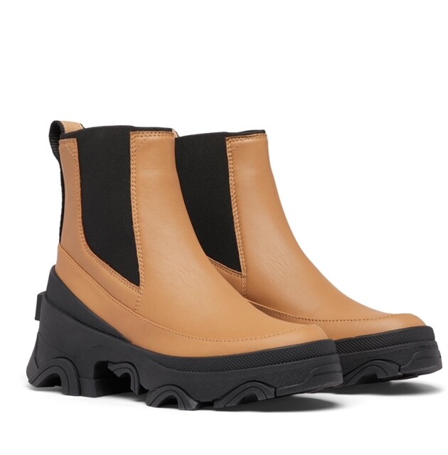 SOREL Woman's Brex Waterproof Chelsea Boot TAWNY BUFF/ BLACK, Size