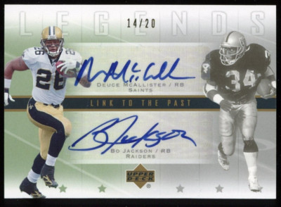 Bo Jackson Deuce Mcallister 2005 Legends Link Auto #LP-MJ Serial #d /20 Raiders