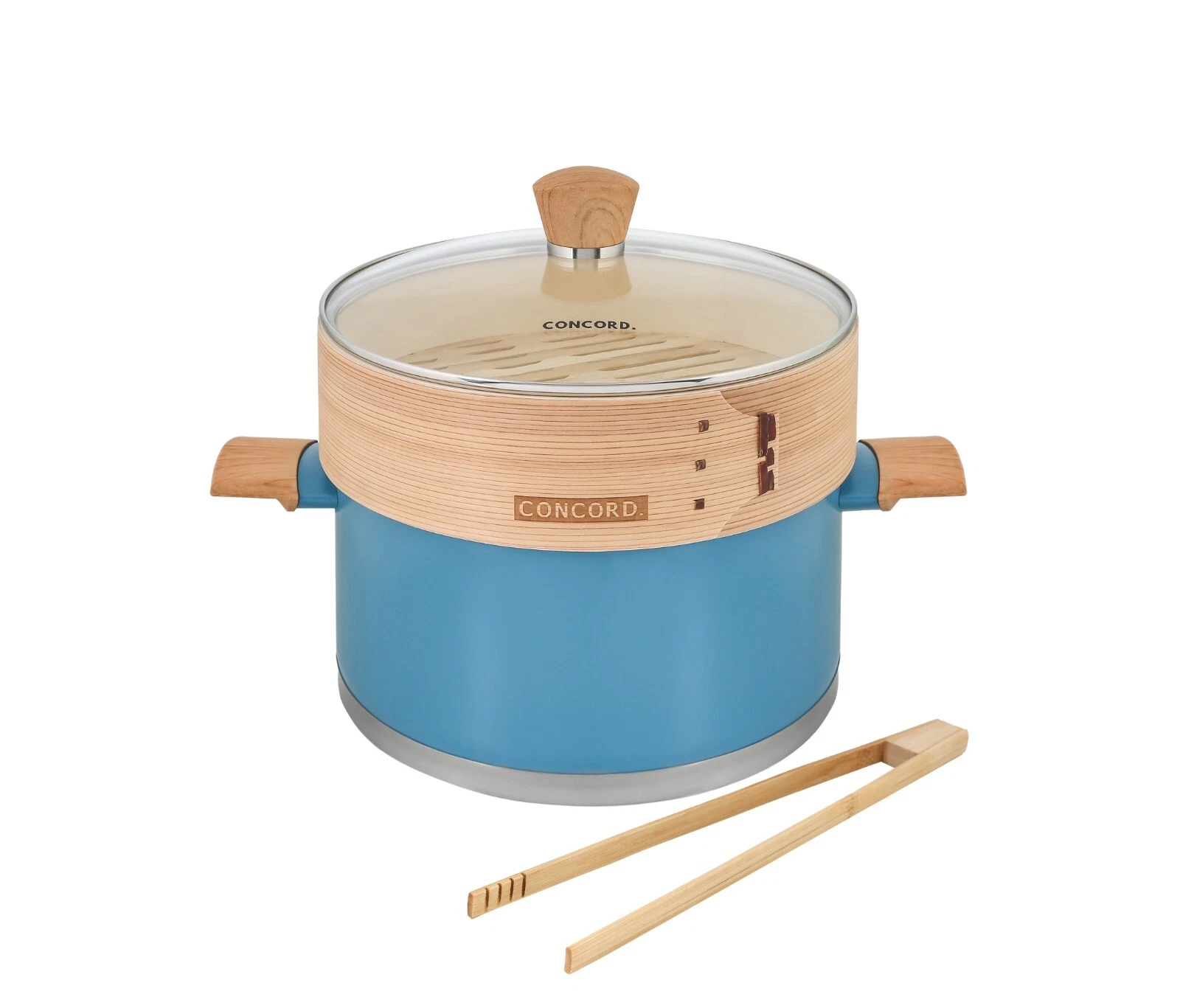 CONCORD 10" Stainless Steel Steamer Pot with Natural Bamboo Steamer