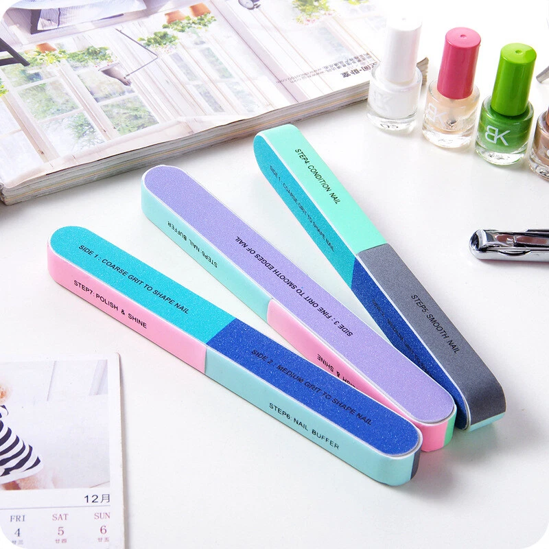 3PCS Nail Buffer 7 Sided Manicure Nail File Emery Boards Sanding Beauty Tool US - Image 3 of 4