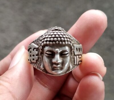 Finger Jewelry Collection Tibetan Silver Sakyamuni Buddha Head Rings Buddhist