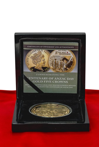 Anzac Day Centenary Coin 24ct Gold Five Crowns Swarovski Ruby – Bradford Mint - 第 1/7 張圖片