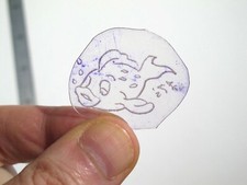 vtg 1960s 70s Tattoo acetate stencil Pop Culture Tiny Fish v3 signed MX