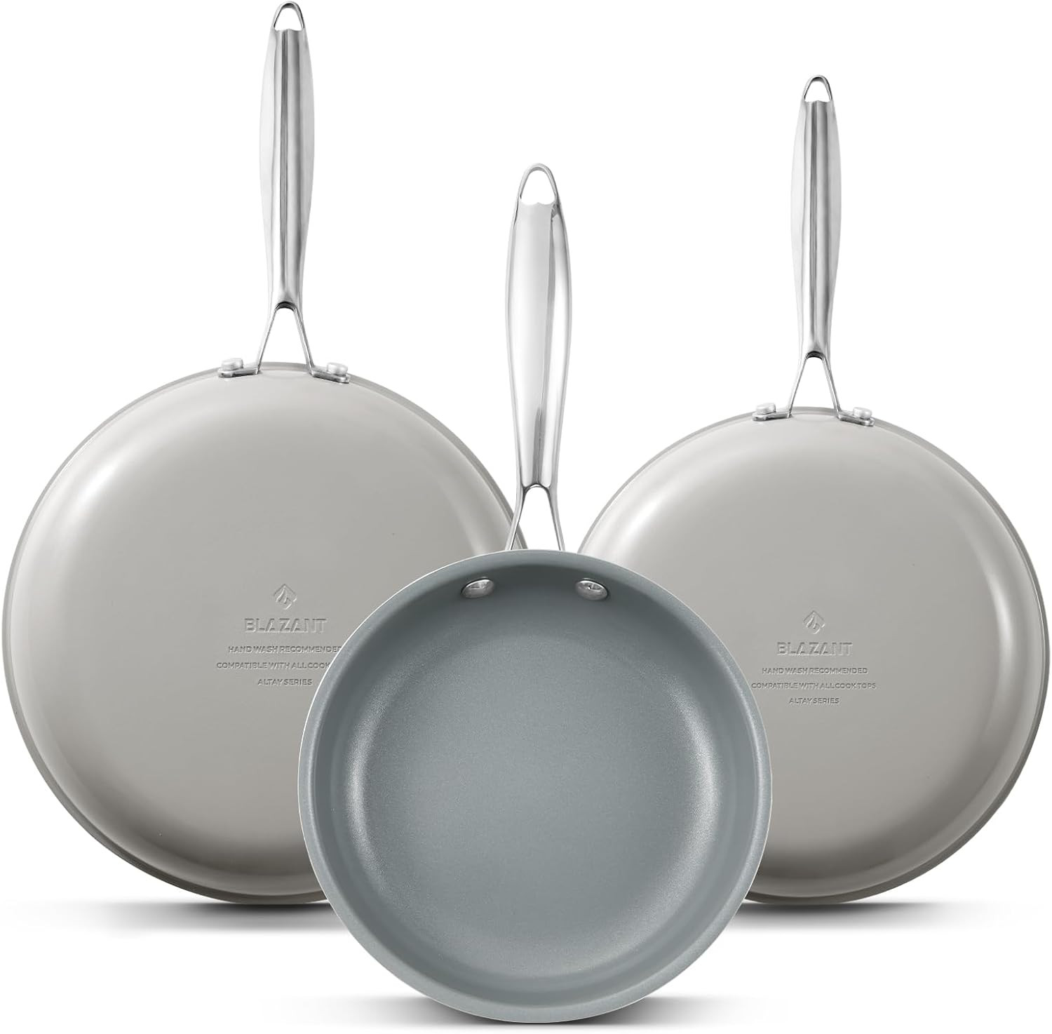 Set Di Padelle a Induzione, Antiaderenti, 20 + 24 + 28 Cm, per Tutti I Piani Cot
