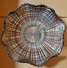Fenton Amethyst Carnival Plaid Ruffled Edge Bowl 9” Vintage Bowl Great Condition