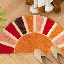Boho Bathroom Rugs,40x76 cm Half Circle Non Slip Fun Bath Mat,Cute Bohemian Bat