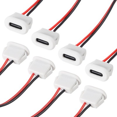 8pcs Type-C Female Chassis Waterproof 2P Solder Wire Type USB C Pigtail Cable...
