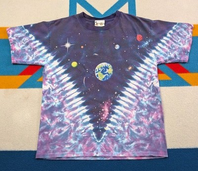 Vintage Disney Liquid Blue Space Mountain Shirt Tie Dye Galaxy Earth Star Medium