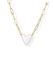 14K Gold Plated Heart Enamel Pendant Necklace for Women  Yellow Gold White