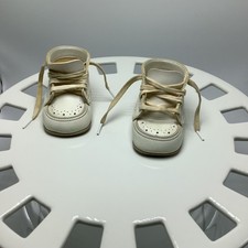 Vintage White Leather Baby High Top Shoes 1960s