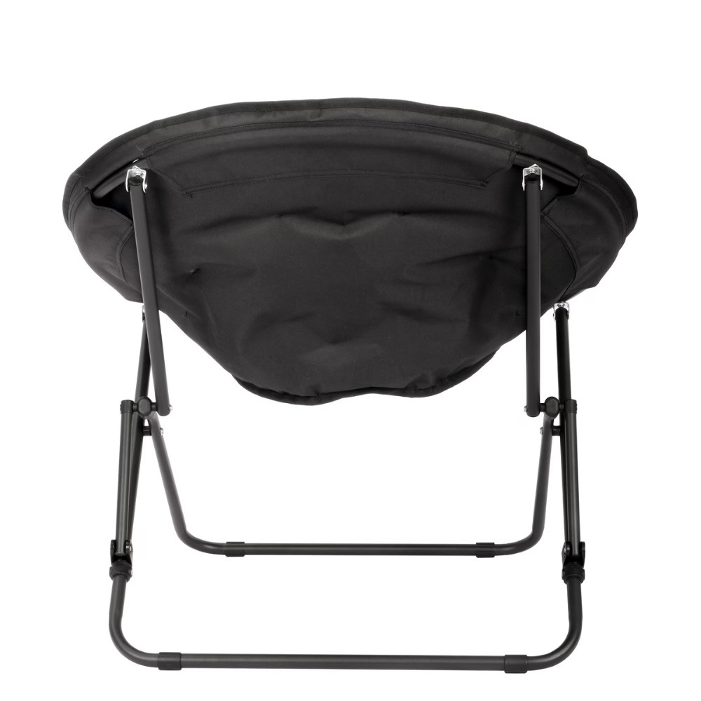 Mainstays Saucer Chair for Kids & Teens, Folding Metal Frame, Plush Seat, Black