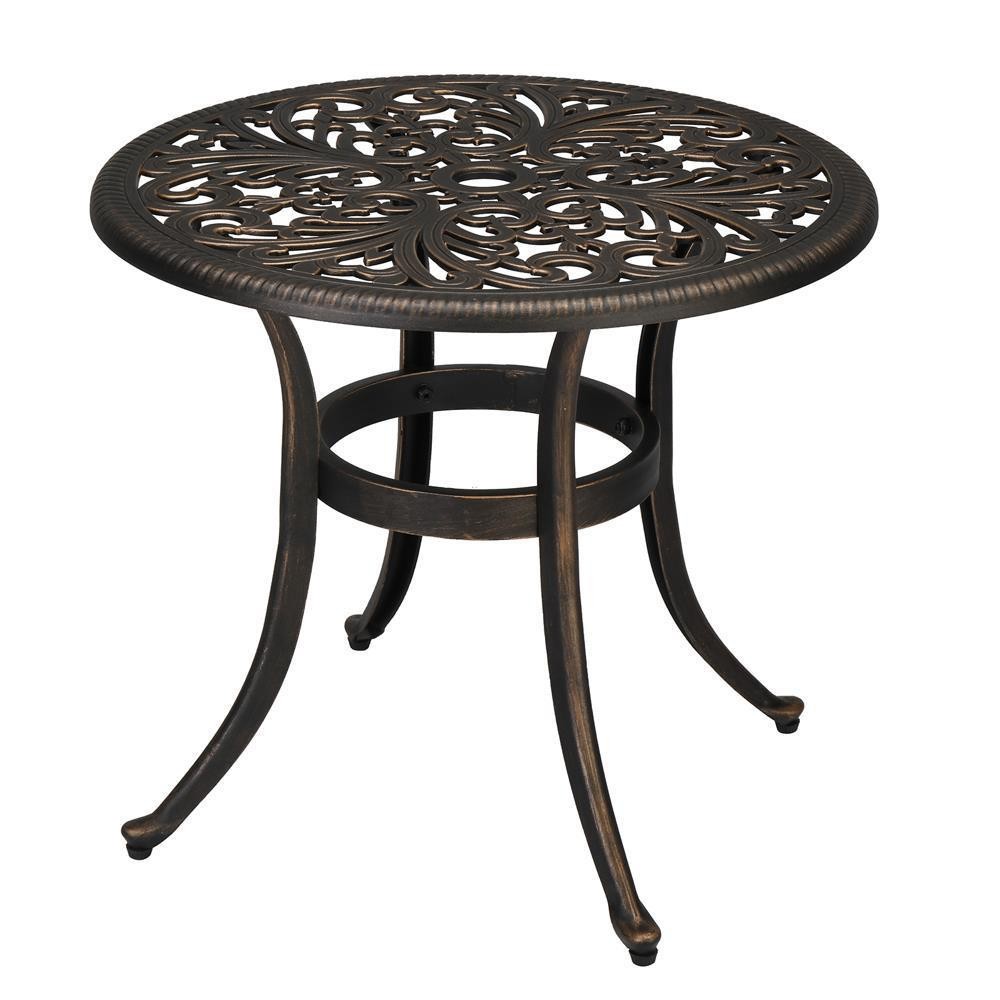 Outdoor Patio Round Dining Table Cast Aluminum All-Weather W/ Umbrella Hole