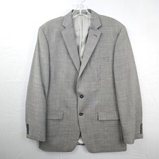 Calvin Klein 100 Wool Herringbone Single Breast Gray Men Blazer 40R
