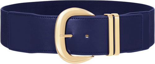 Ceinture femme large élastique taille pour robes mode boucle dorée cuir extensible W - Photo 2/12