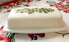 Pyrex - Spring Blossom  (Crazy Daisy ) Green  BUTTER DISH W/LID  - Vintage 70's