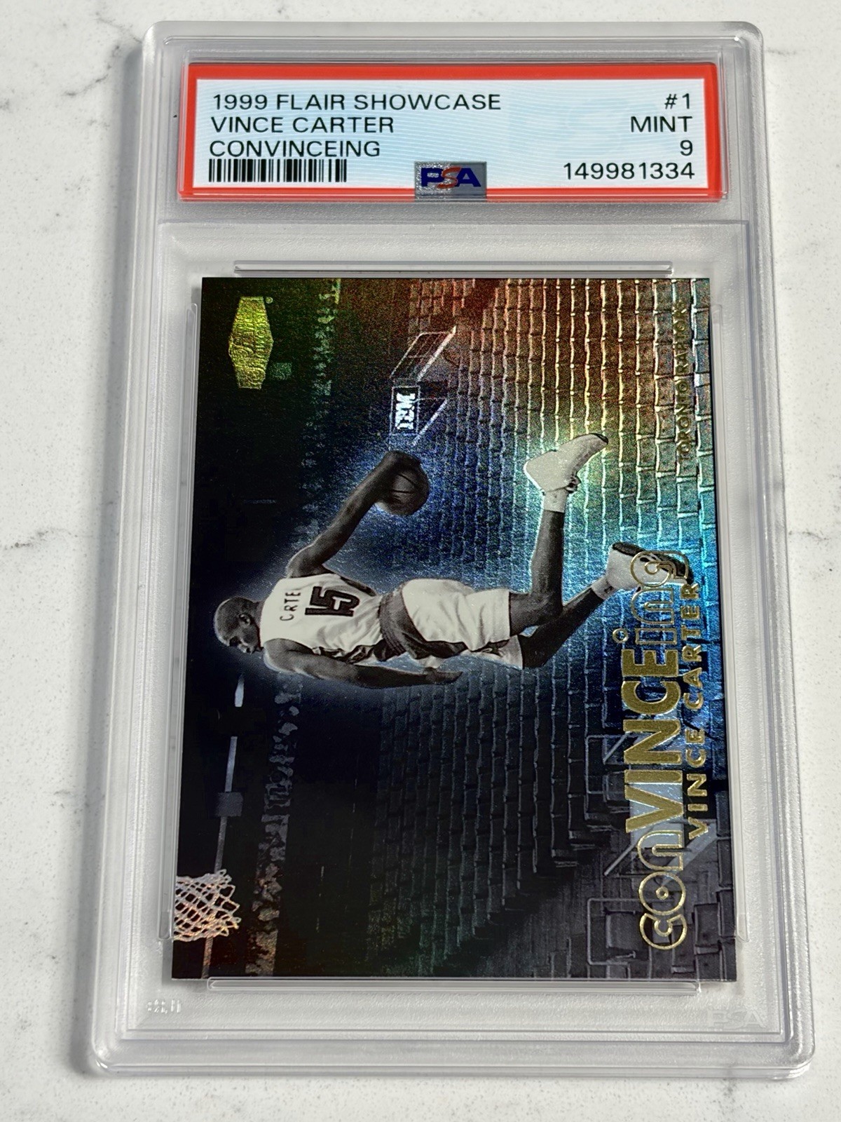 1999 FLAIR SHOWCASE CONVINCEING - VINCE CARTER - #1C - PSA 9 MINT