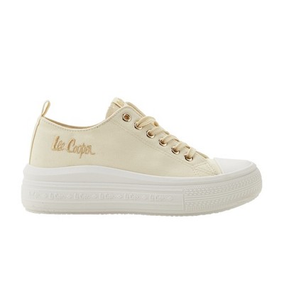 Lee Cooper Damen Sneaker Plattformsohle Plattformschuhe Freizeitschuhe Beige