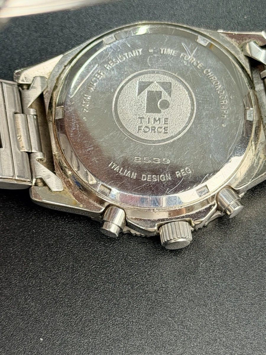 Time Force Men’s Chronograph Watch Orange Dial Stainless Steel WR50M *