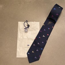 Louis Vuitton Silk Tie Navy Embroidered Made in Italy Excellent Condition