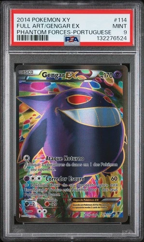 2014 POKEMON XY PHANTOM FORCES PORTUGUESE #114 FULL ART/GENGAR EX PSA 9