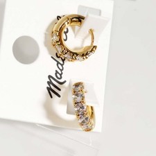 New 17mm MadeWell Crystal Huggie Hoop Earrings Chic Women Party Vacation Jewelry