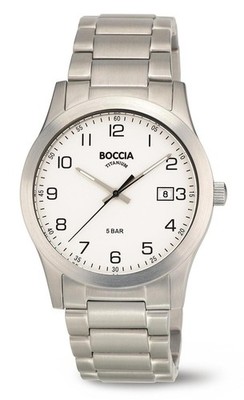 Boccia Titanium 3619-01 Herrenuhr Titan arabische Ziffern 50m wasserdicht Ø 40mm