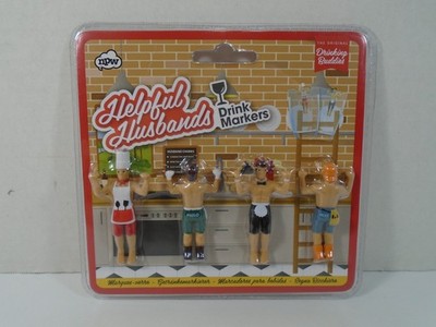NPW DRINKING BUDDIES-- 4 HELPFUL HUSBANDS DRINK MARKERS (NEW)