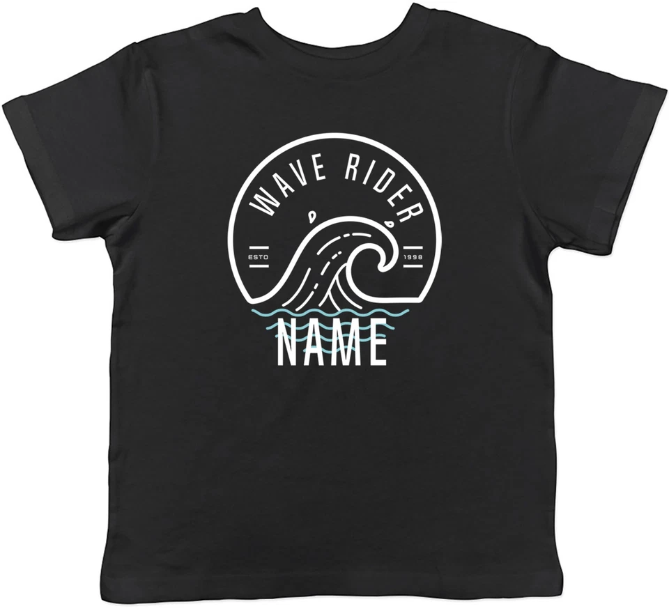BABY ORIGINALS Personalised Any Name Year Wave Rider Surfing Kids T-Shirt Boys Girls Gift