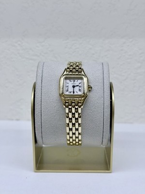 Movado Vintage 14K Solid Gold Ladies Watch Square Roman Dial Bracelet Running