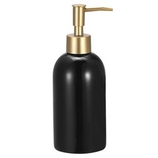 14Oz Ceramic Dish Hand Soap Dispenser with Pump for Kitchen Bathroom, Black Gold