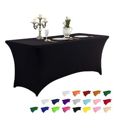 8FT Spring Table Cloth for Rectangular Fitted Events Stretch 8 Ft - 1 Pc Black