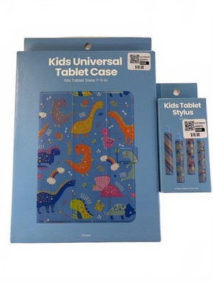 Kids Universal Tablet Case Stylus Bundle Tablet Blue Dinosaurs Fits 7-11 in.