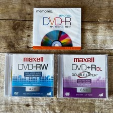 Memorex DVD-R 2pk Maxell DVD-RW and DVD+R DL Double Layer Blank Media Bundle