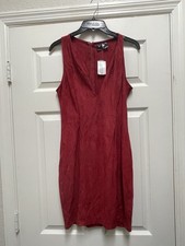Windsor Red Faux Suede V Neck Dress NWT Size L