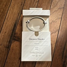 Threshold Rust-Proof Oval Shower Rings/Hooks Set of 12 - Nickel Finish - NEW