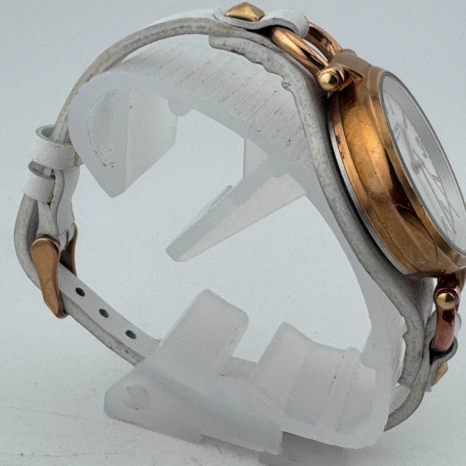 Reloj de cuarzo suizo Akribos para mujer oro rosa recubierto de zafiro correa batería nueva Foto 3 de 4