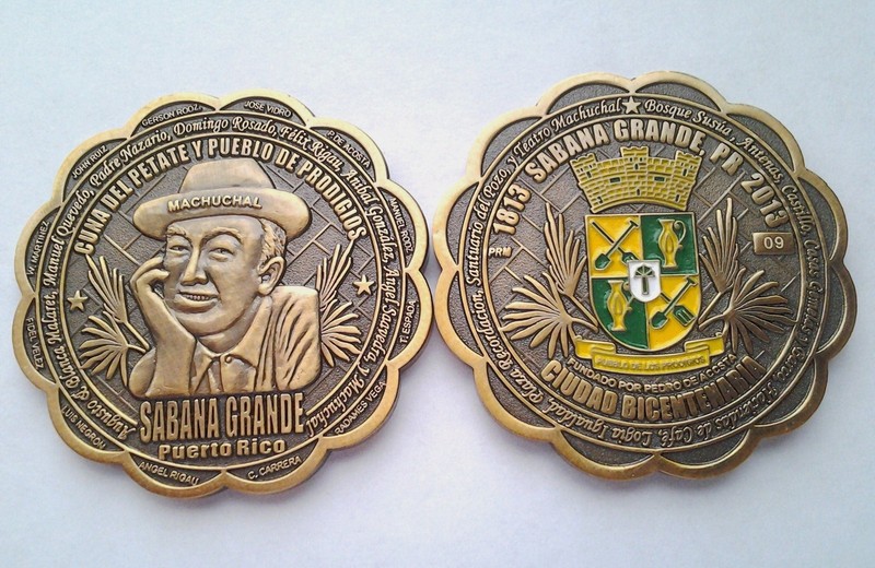 Enorme Medalla 200Aniv SABANA GRANDE MACHUCHAL PUERTO RICO Token Ficha medal