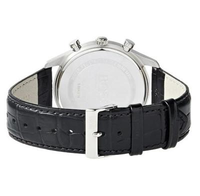 Hugo Boss Watch Mens Black Dial Leather Band Silver Case HB1513194