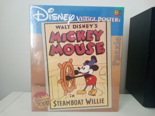 Disney Vintage Posters Mickey Mouse in Steamboat Willie 1000 Piece Puzzle Sealed - Picture 1 of 12