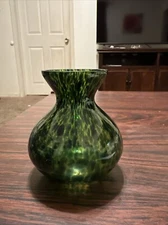 Art Glass Elongated Confetti Potbelly Vase