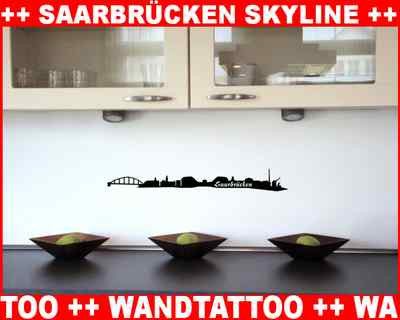 Samunshi Wandtattoo Saarbrücken Skyline Wandaufkleber   30 x 4,3cm 