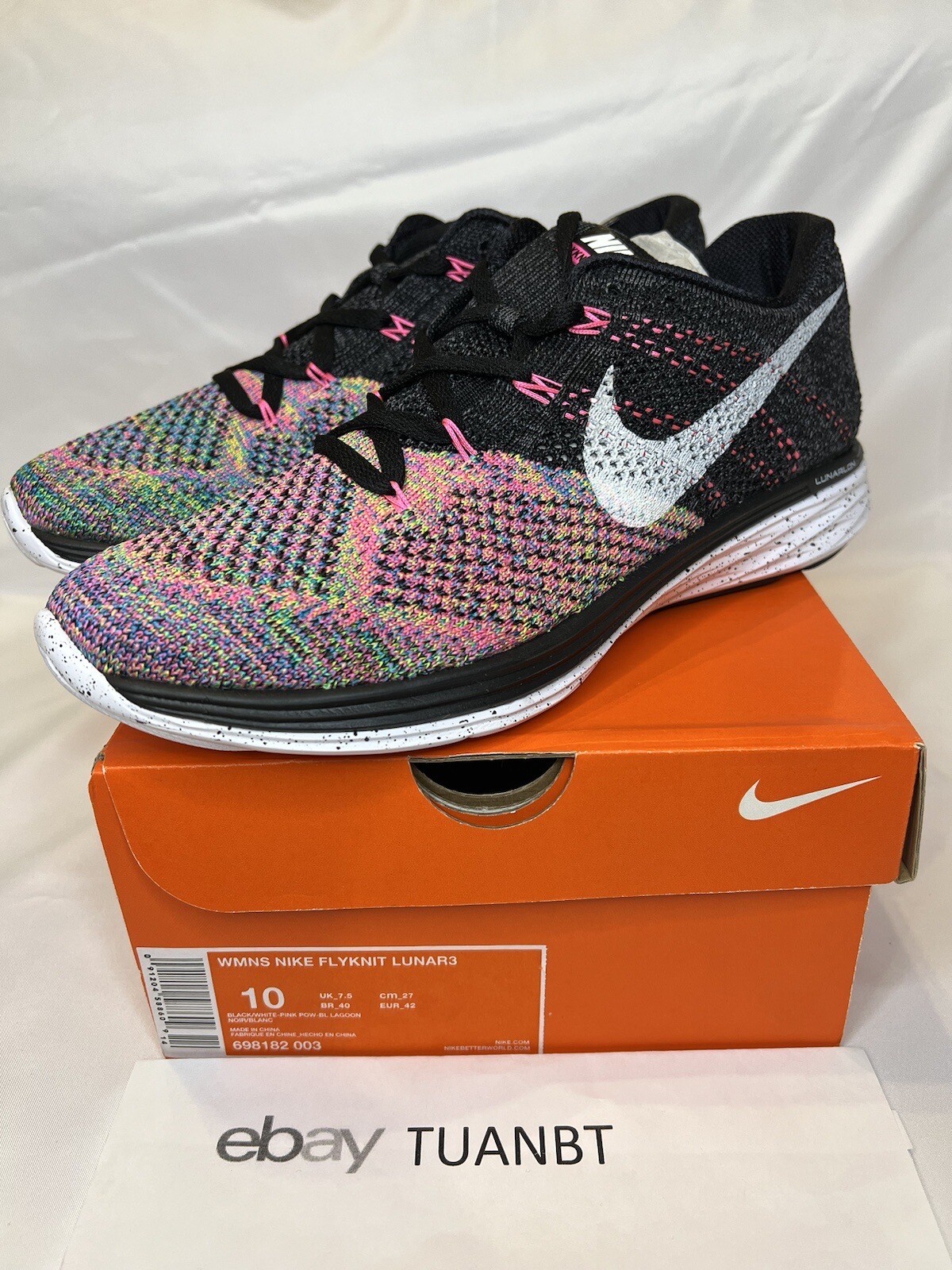 BRAND NEW WOMEN Nike Flyknit Lunar 3 Pink Running Shoes 698182003 10W