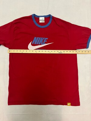 Vintage Nike Sportswear Red/Blue Crewneck Ringer Tee Adult XL Logo