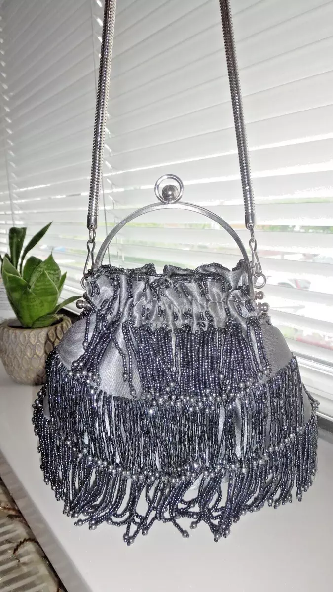 Grey embellished clutch bag cheap