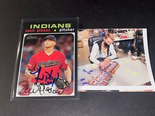 Zach Plesac Cleveland Indians Autographed Signed 2020 Topps Heritage Card .