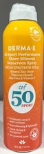(AS IS) Derma-E All Sport Sheer Mineral Sunscreen Spray SPF 50, 6 oz. - See Desc