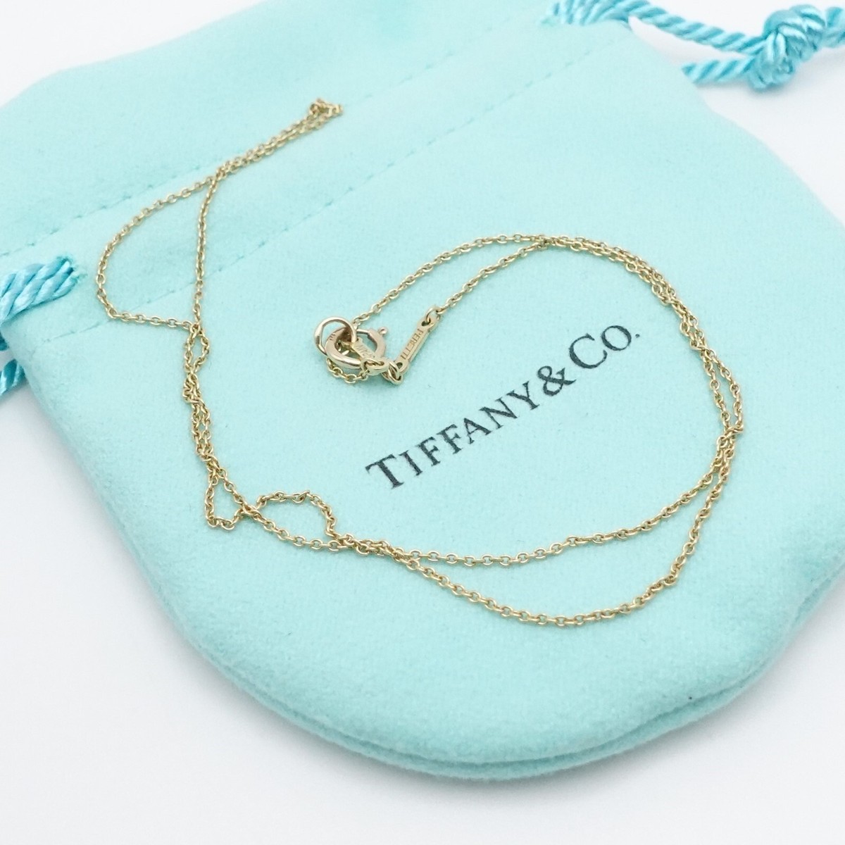 Tiffany & Co. Peretti 18K Yellow Gold 1mm Cable Chain Dainty